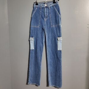 Hollister Womens Dad Jeans Blue Carpenter Jeans Ultra High Rise Size 1 Long